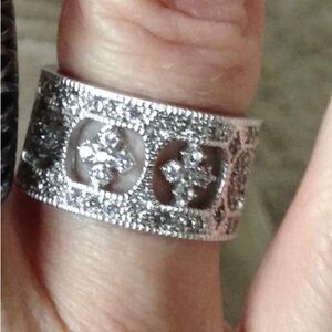 Cross Ring w/wide CZ Band BY Hope⚜️Faith⚜️Miracles- Camelot Collection  size 10